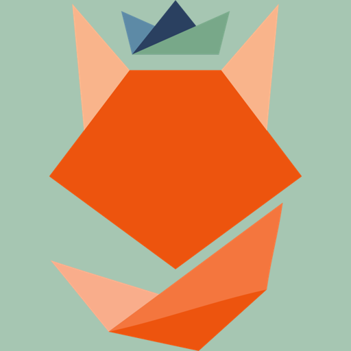 Logo König Fuchs in Orange mit Blau/Grüner Krone und Mint Grünen Hintergrund