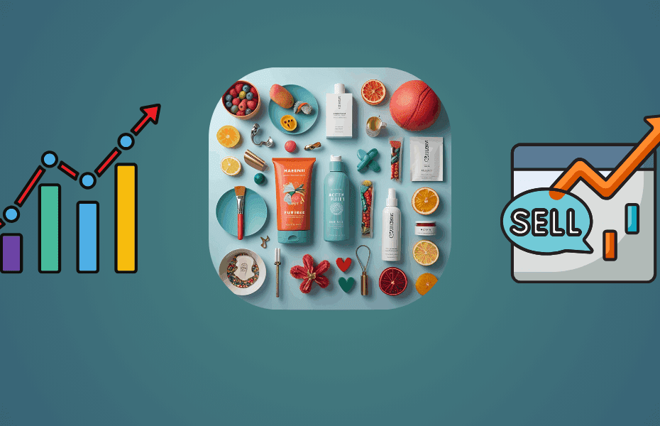 Marktanalyse-Icons, Mitarbeiter vor Statisitken und Dashboards, Grafiken zur Steigerung der Verkäufe, Produkte, Mitarbeiter vor mobilen Endgeräten, die Onlineshop zeigen